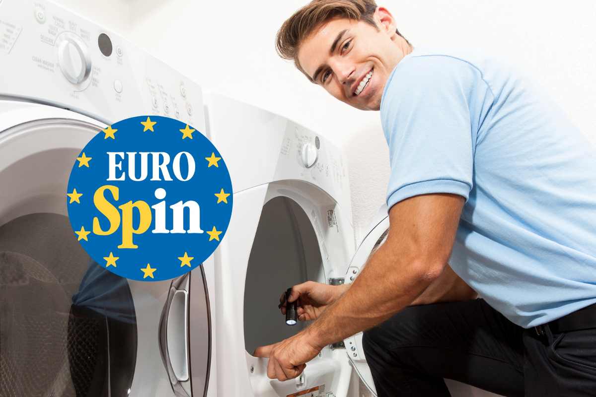 uomo asciugatrice logo eurospin